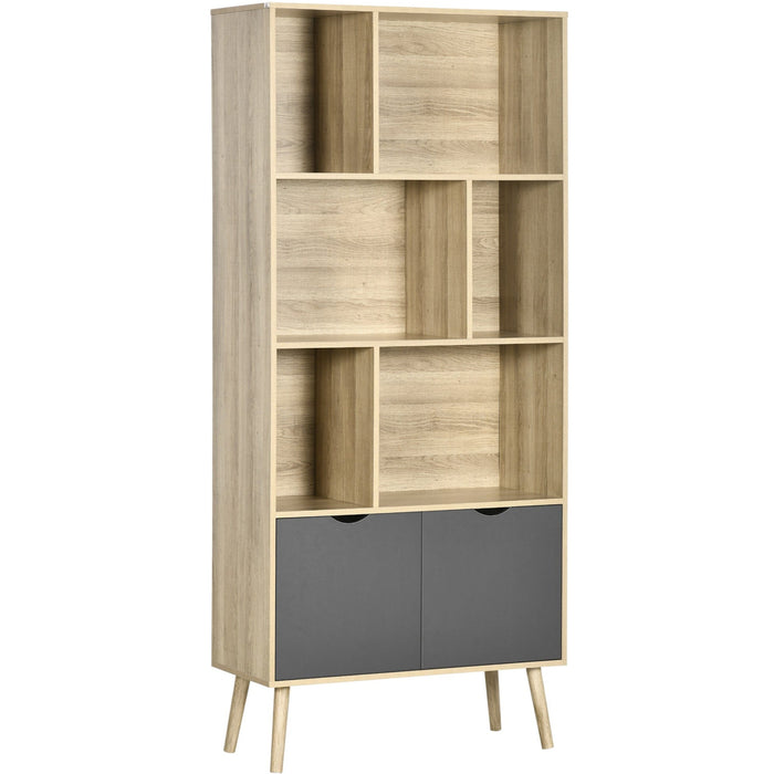 6 Shelf Modern Bookcase with Cupboard