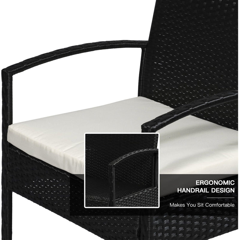 Garden Furniture Sofa and Table, 4 Seater Black Rattan