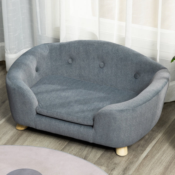 Plush-Covered Pet Sofa with Wooden Frame, 70x47x30cm