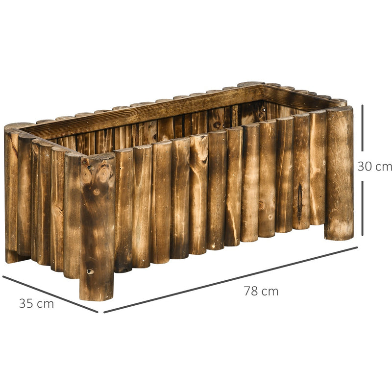 Raised Wooden Flower Beds, 78x35x30 cm