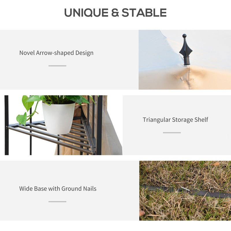 Metal Frame Gazebo With Mesh Sides, Double Top Canopy, 3x3m