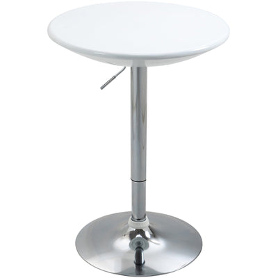 Modern White Round Bar Table With Adjustable Height Homcom