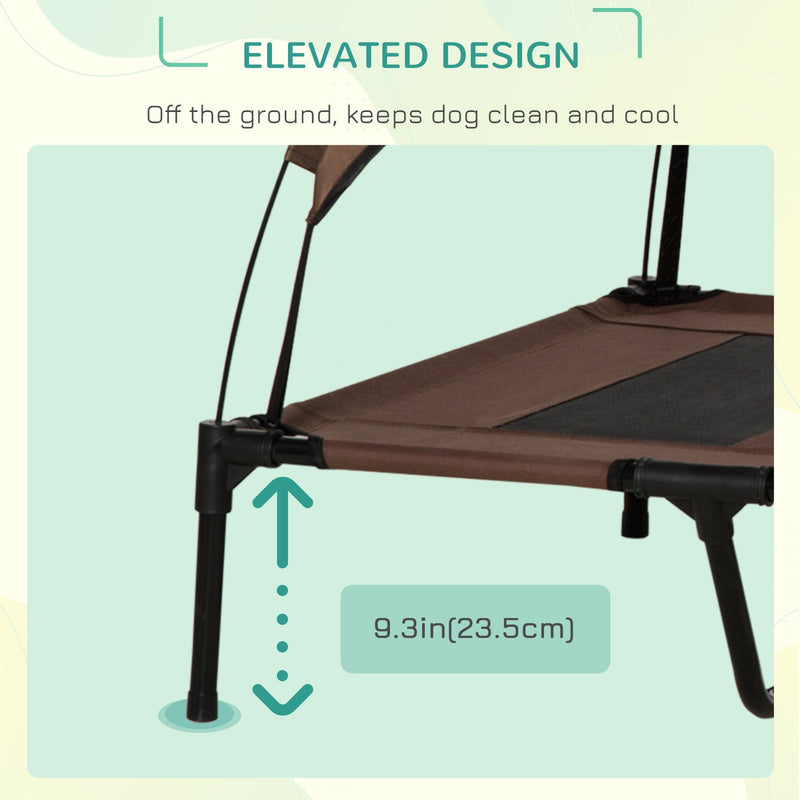 PawHut Elevated XXL Dog Bed with Canopy - Coffee