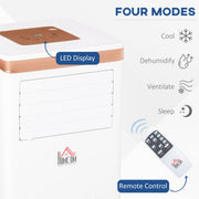 HOMCOM 7000 BTU 4-In-1 Compact Portable Mobile Air Conditioner Unit Cooling Dehumidifying Ventilating w/ Fan Remote LED Display 24 Hr Auto Shut-Down Homcom