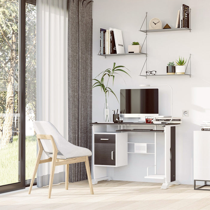 Computer Desk with Keyboard Tray, Drawers, CPU Shelf