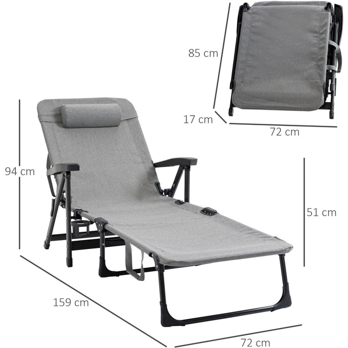 Portable Folding Sun Lounger With Drinks Holder