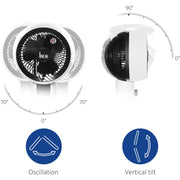 HOMCOM 32'' Air Circulator Fan 3 Speed, 70° Oscillation 90° Vertical Tilt, Round Base, Carry Handle, for Living Room, Bedroom, Office, Black and White Homcom
