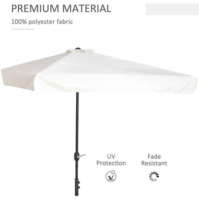 2.3m Half Parasol With Crank Handle, Cream White