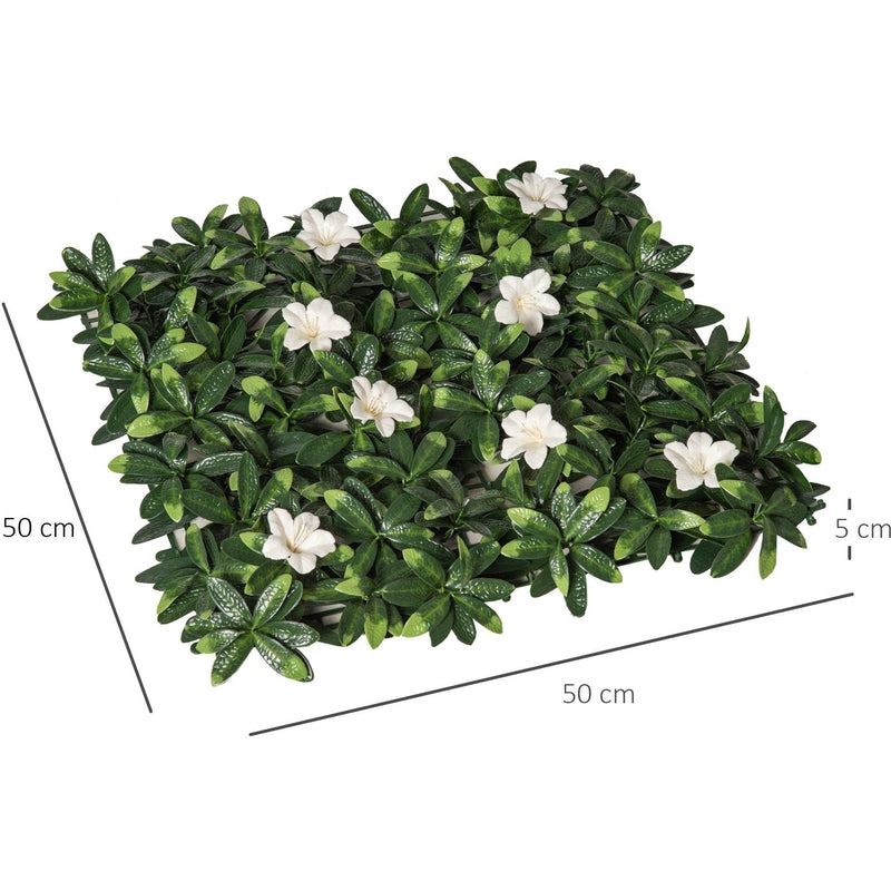 Rhododendron Artificial Boxwood Wall Panels, 12PCS, 20" Outsunny