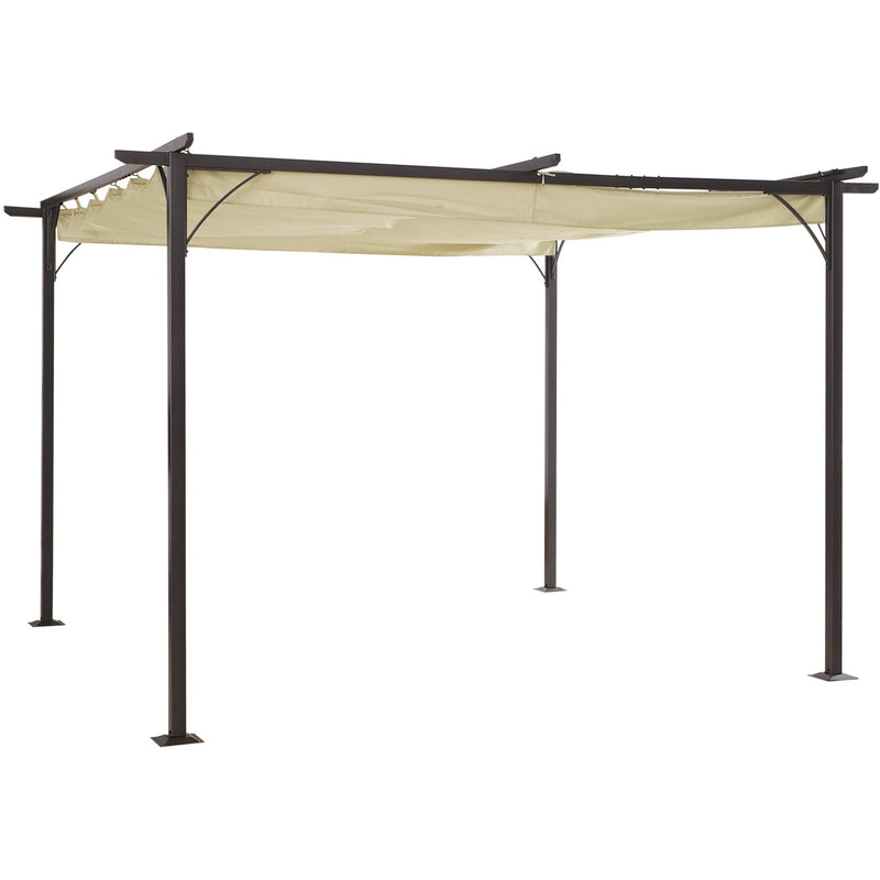 3.5x3.5m Metal Garden Pergola With Retractable Roof
