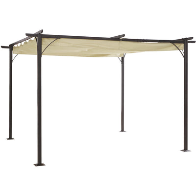 3.5x3.5m Metal Garden Pergola With Retractable Roof Outsunny
