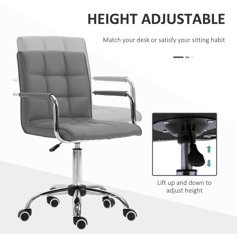 PU Leather Swivel Desk Chair Grey