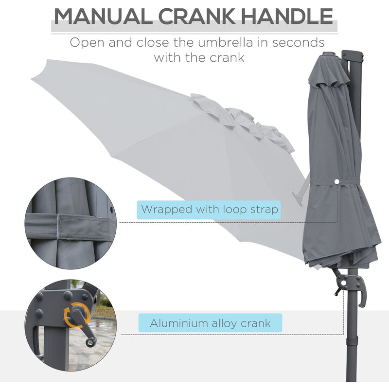 4.5m Roma Double Sided Cantilever Parasol With Cross Base