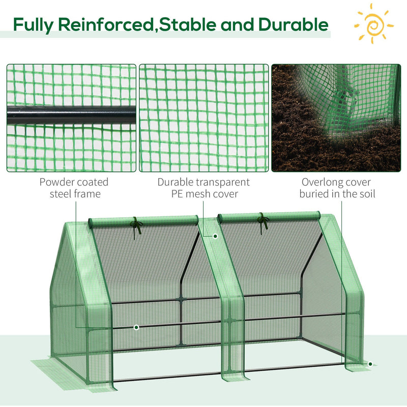Mini Greenhouse, Steel Frame, PE Cover, 180x90x90 cm