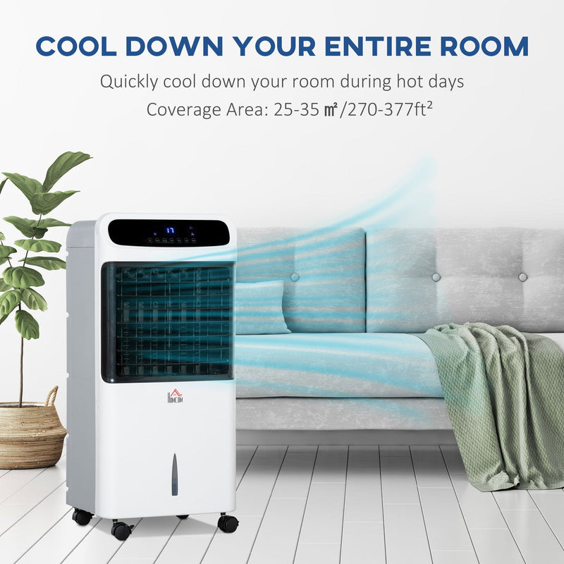 HOMCOM 32" Mobile Air Cooler, Evaporative Anion Ice Cooling Fan Water Conditioner Humidifier Unit w/3 Modes, Remote Controller, Timer for Home Bedroom Homcom