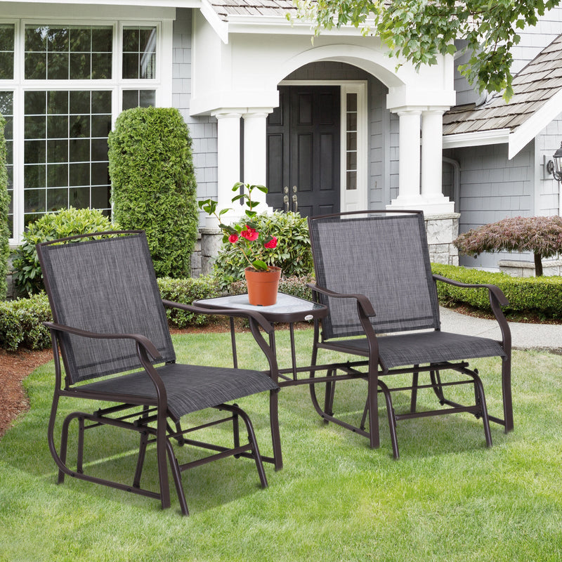 Bistro Set With Glider Chairs, Black