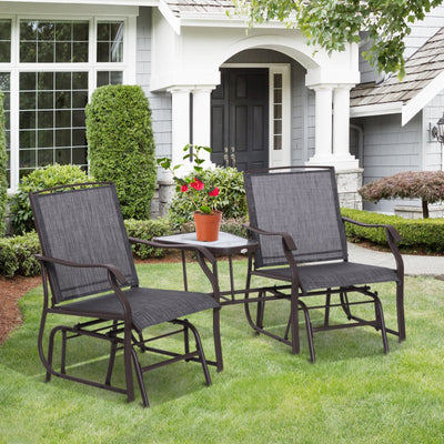 Bistro Set With Glider Chairs, Black Outsunny