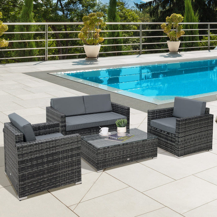 4 Seater Garden Furniture Set, Hand-Woven PE Wicker