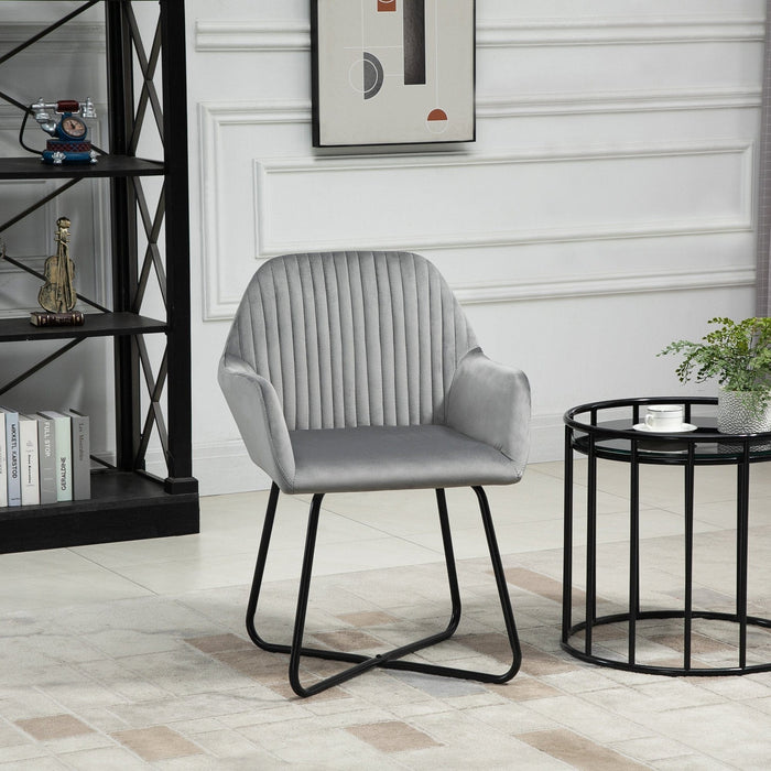 Velvet Touch Modern Lounge Armchair with Metal Base