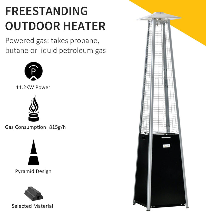 11.2KW Pyramid Gas Patio Heater, Freestanding, Wheels, Cover