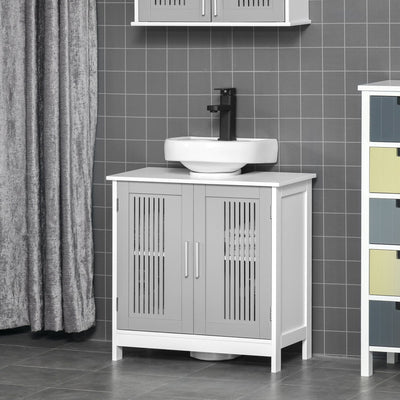 Pedestal Sink Cabinet, Bathroom Storage Unit, 60Lx30Wx60Hcm Kleankin