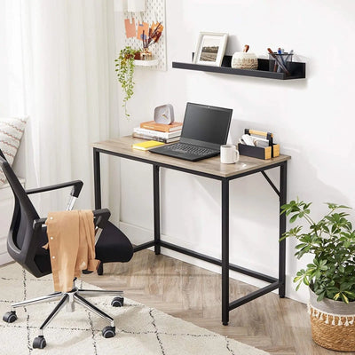 100cm Computer Desk by Vasagle Industrial style - black steel frame with rustic brown and black desktop