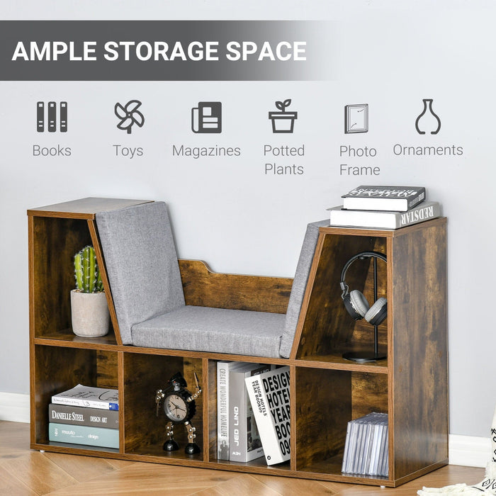 Bookcase With Seat, Storage Unit, 102W x 30D x 61H cm