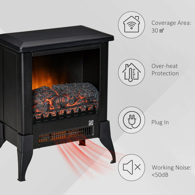 Electric Fireplace Stove, Flame Effect, Overheat Protection
