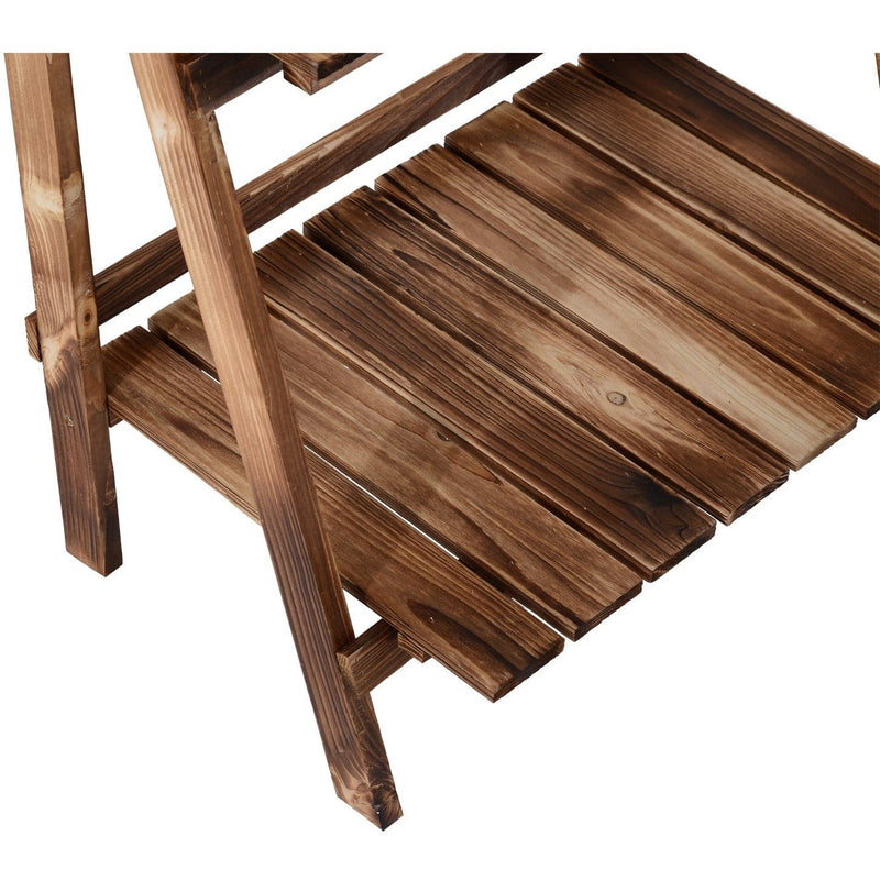 3 Tier Folding Wooden Garden Plant Stand, L60xW37xH93cm Homcom