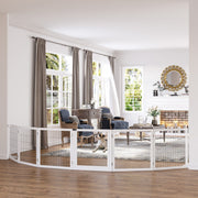 White Freestanding Wooden Pet Gate, 6 Panels Pawhut