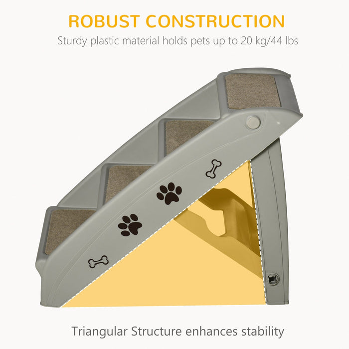 Grey 4-Step Pet Stairs (62x38x49.5cm)