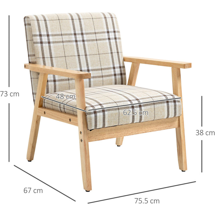 Modern Accent Chair, Linen-Feel, Beige