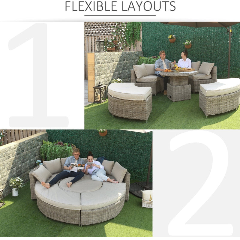 Image of an 8 Seater Round Rattan Garden Furniture Set