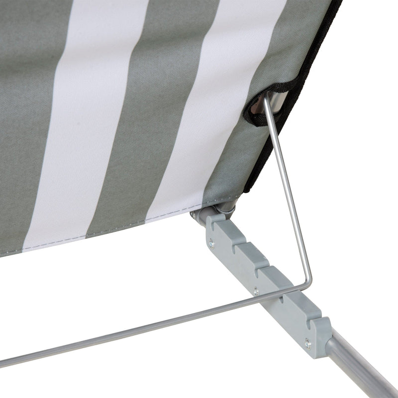 Outsunny Set of 2 Foldable Garden Beach Chair Mat Lightweight Outdoor Sun Lounger Seats Adjustable Back Metal Frame PE Fabric Head Pillow, Light Grey Outsunny