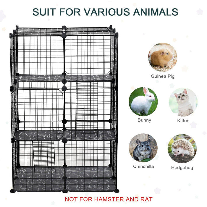 DIY Pet Play Pen, Metal Fence, 39 Panels, 3 Doors, Black