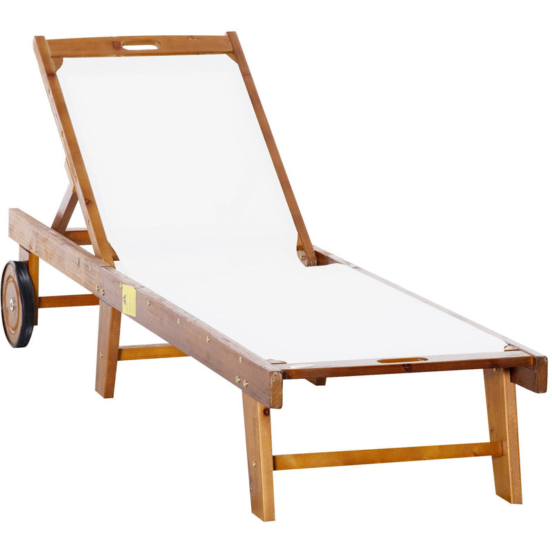 Acacia Wooden Sun Lounger With Wheels