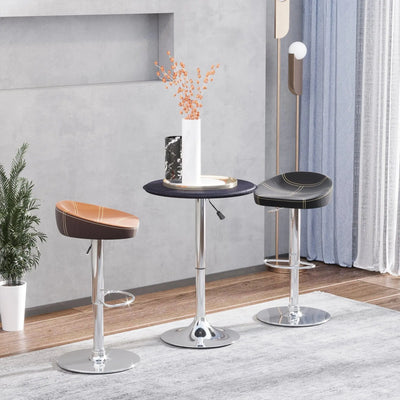Adjustable Bistro Bar Table, PVC Leather Top, Black Homcom