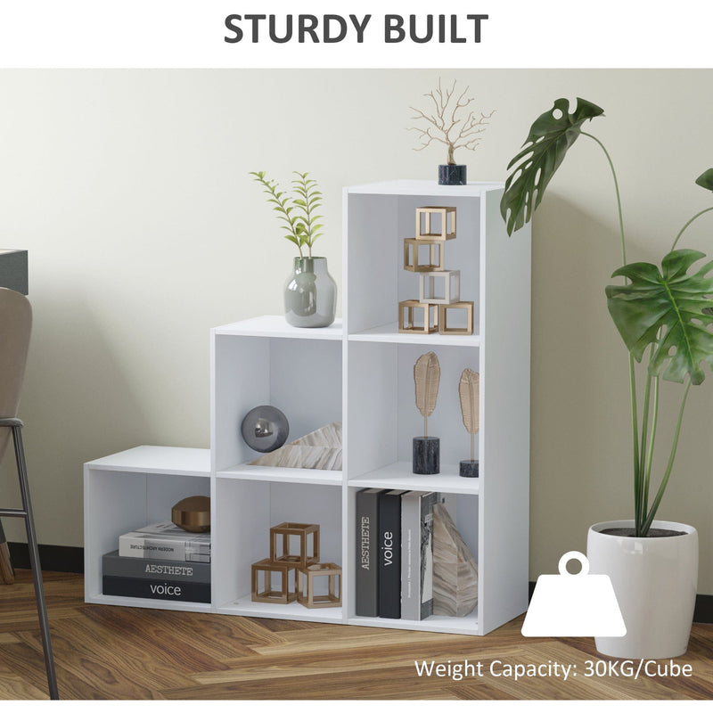 6-Cube Storage Bookcase, White 3-Tier