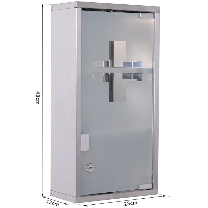 Wall Mounted Medicine Cabinet, Stainless Steel, Lockable