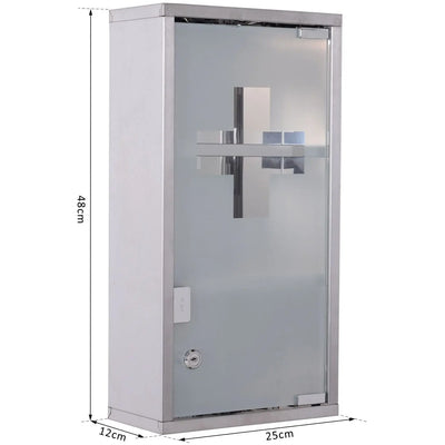 Wall Mounted Medicine Cabinet, Stainless Steel, Lockable Kleankin