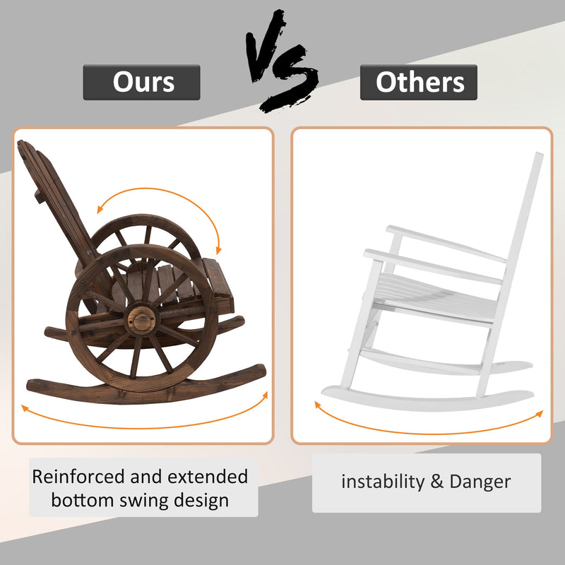 Adirondack Rocking Chair, Carbonized Wood Outsunny