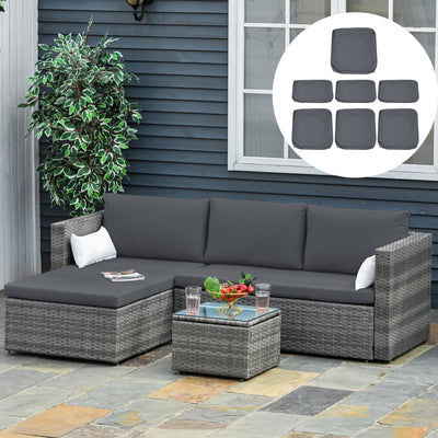 Grey Replacement Cushion Covers for Rattan Sofa (Cover Only) Outsunny