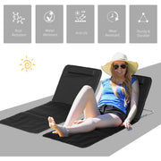 Outsunny Set of 2 Foldable Garden Beach Chair Mat Lightweight Outdoor Sun Lounger Seats Adjustable Back Metal Frame PE Fabric Head Pillow, Black Outsunny