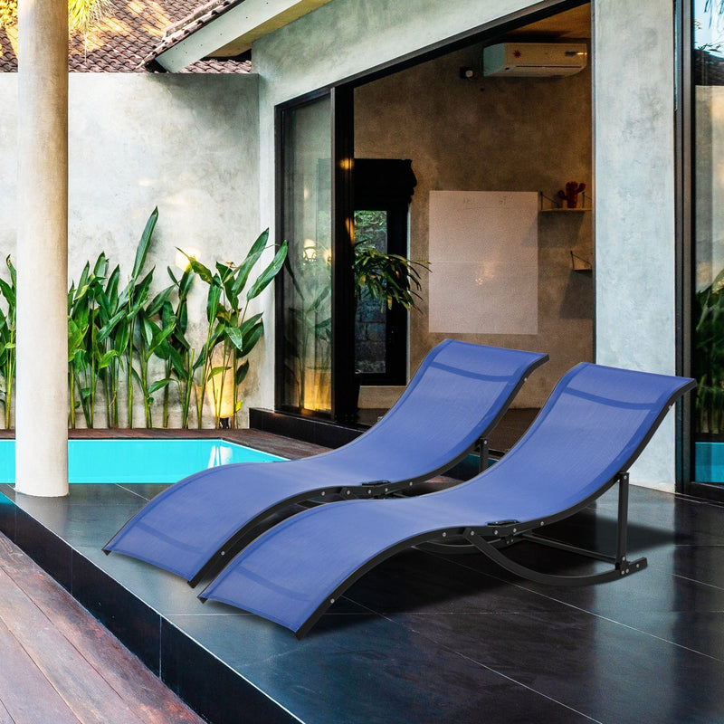 S Shaped Sun Lounger Set, Foldable, Set of 2