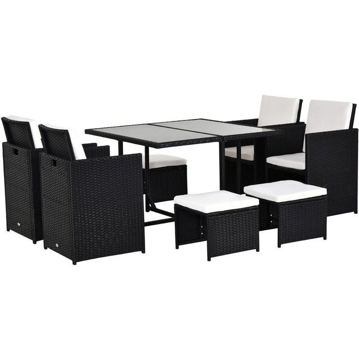 8 Seater Rattan Dining Set, Black