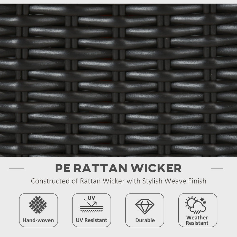 Rattan Gas Fire Pit with Marble Top Black