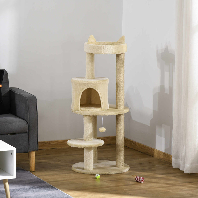 3-Tier Cat Activity Tree, Scratching Posts, Ear Perch, Toys