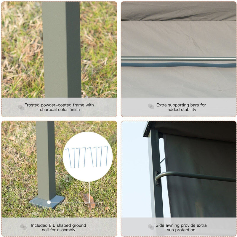 Metal Frame Outdoor BBQ Canopy, Grey