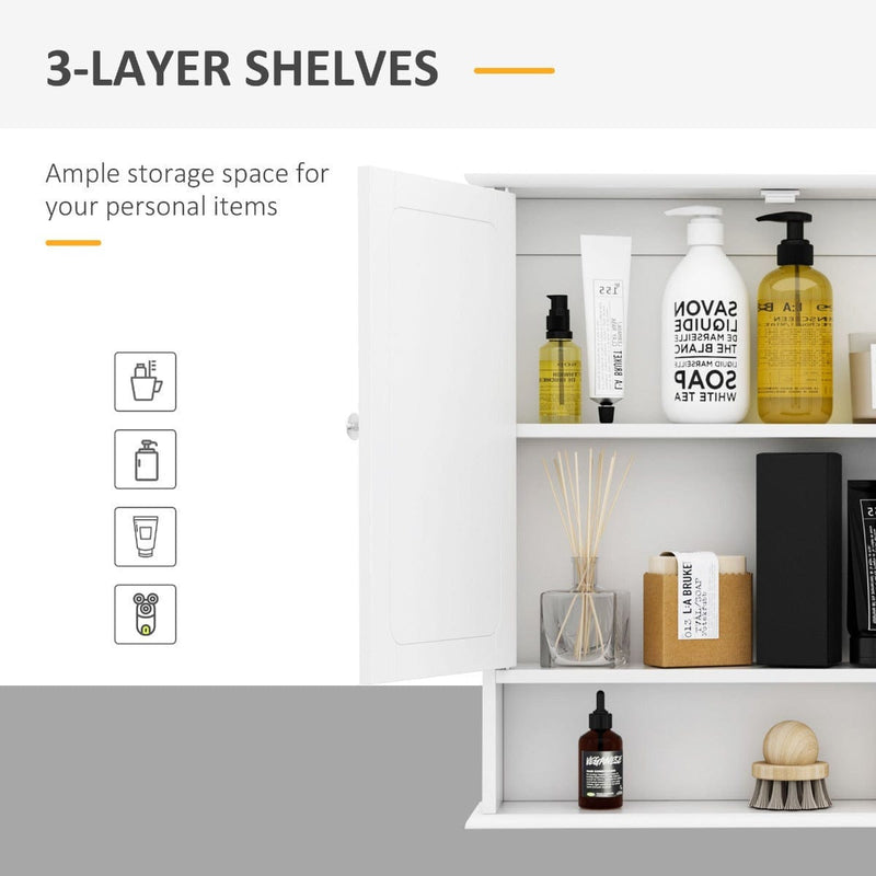 Bathroom Cabinet With Mirror, 56L x 13W x 58Hcm, White