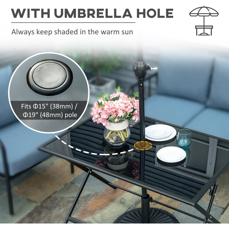 Folding Outdoor Table for 6 with Parasol Hole
